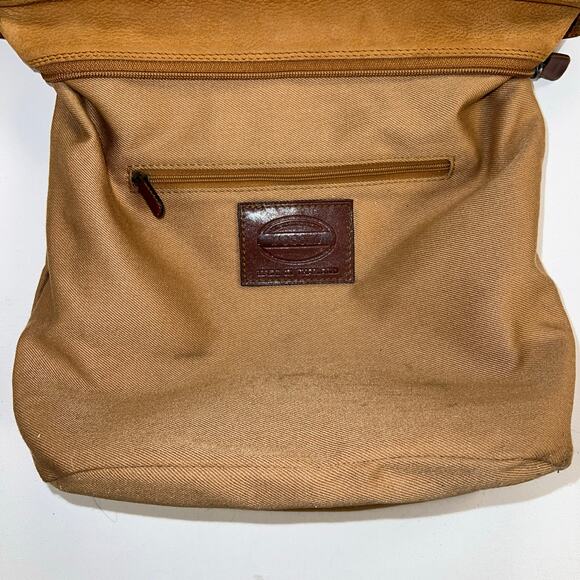 Fossil Camel Brown Nubuck Leather Crossbody Bucket Handbag Purse Clean Interior - Picture 11 of 16